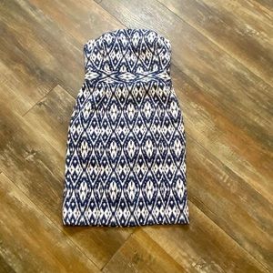 Banana Republic Navy Blue White Strapless dress